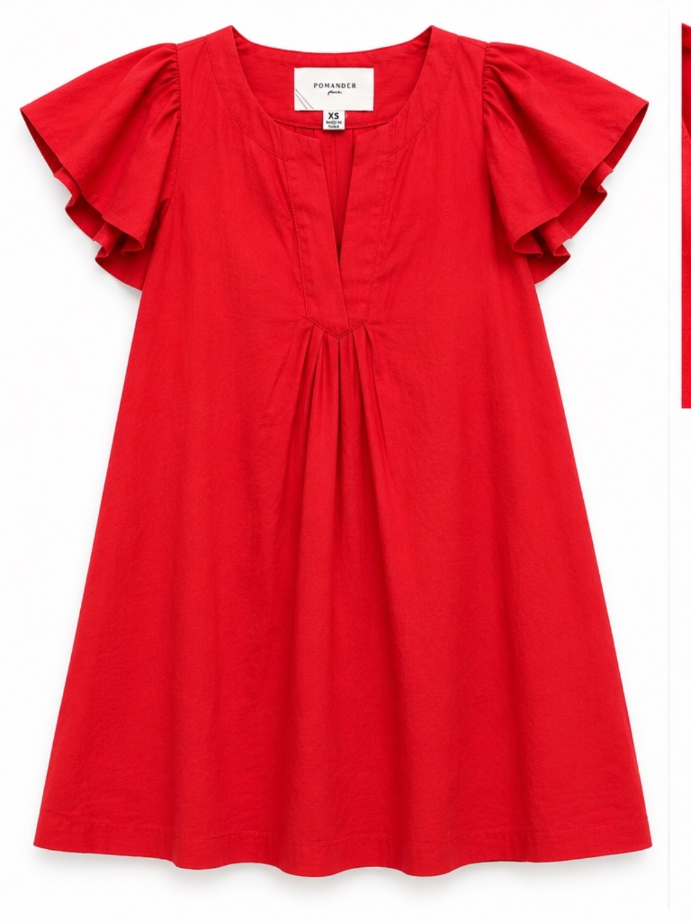 Pomander Place Red Flutter Sleeve Tunic Dress XS Classic Preppy Linen Blend
